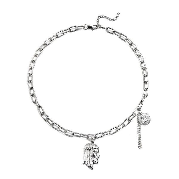 chains fashion stainless steel wild necklace hip hop titanium men's couple bone thick chain, Silver